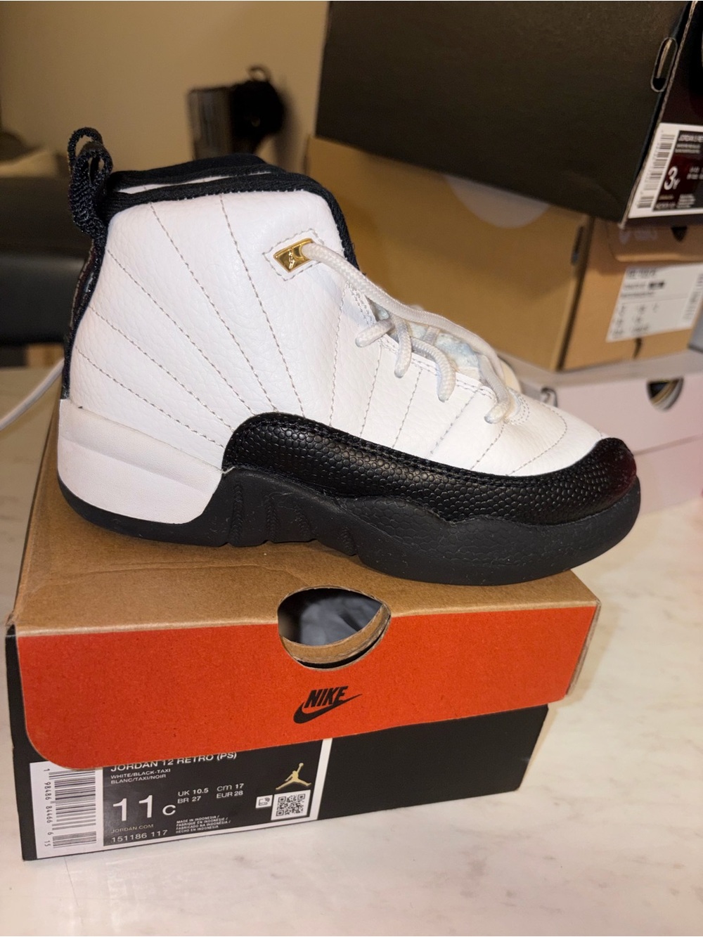 Jordan Kids White and Black High-Top Sneakers